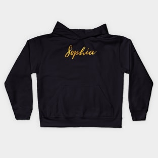 Sophia Name Hand Lettering in Faux Gold Letters Kids Hoodie